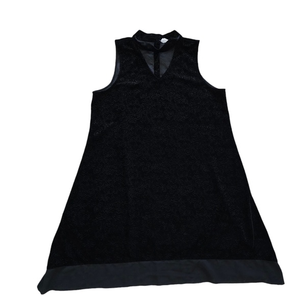 Altered State Choker Neck Trapeze Blk Embossed Velvet Dress Sz Large Sle… - Picture 4 of 9